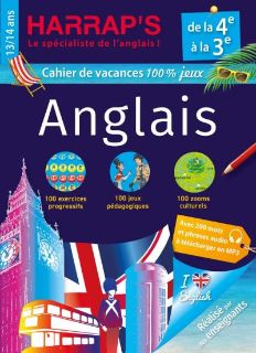 Cahier de vacances Harrap's 100 % jeux Anglais de la 4e à la 3e + phrases audio à télécharger